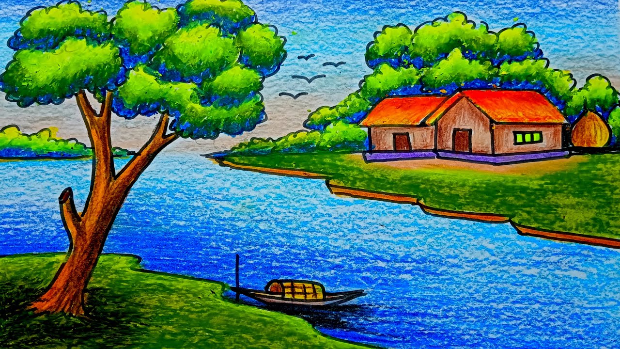How to Draw a Village Scenery for Beginners | Scenery Drawing With Pencil |  গ্রামের দৃশ্য অঙ… | Oil pastel drawings easy, Beauty art drawings, Art  drawings for kids